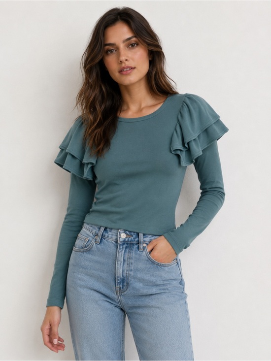 Zara Tops - ZARA NWT Green Ruffle Top GREEN SIZE M